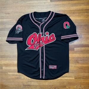 NCAA Ohio State Black and Red Baseball Jersey